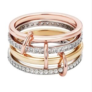 Adornia, Tri-Color Connected Ring Stack, NWT